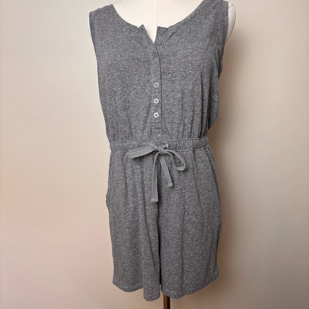 Gap Knit Jumper Romper Sleeveless Tie Waist Pockets Casual Lounge Minimalist